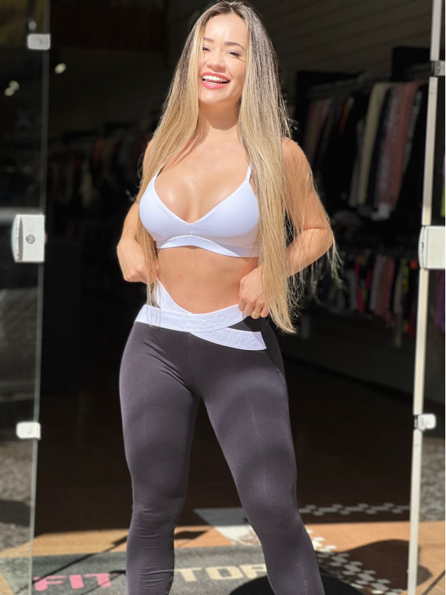 Conjunto Top + Legging M&C Elástico Preta e Branca