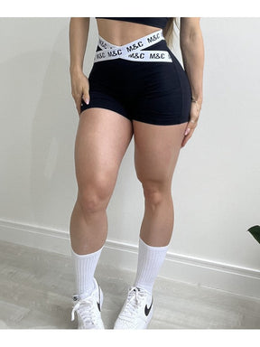 Conjunto Top + Short M&C Elástico Preto e Branco